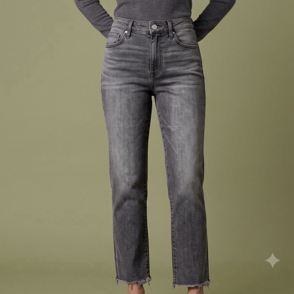 Joe's Jeans Size 0 (24) The OG Straight Ankle Cropped Fantine Grey Button Fly